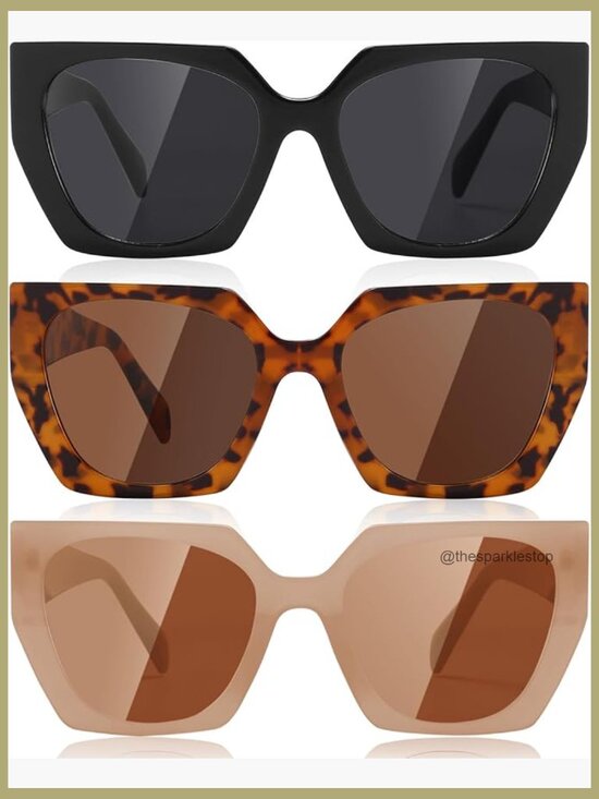 Polarized Square Cat Eye Sunglasses UV400 Protection Plastic Frame